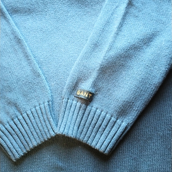 Gant Men's V Neck Pullover 100% Cotton  Blue Size XXL - Picture 7 of 12